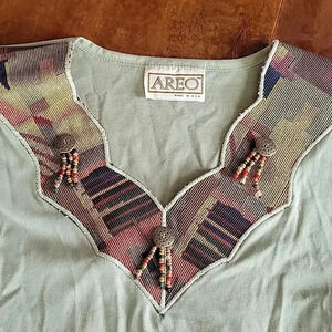 Vintage 90s Areo Tribal Aztec Print Top Size Large